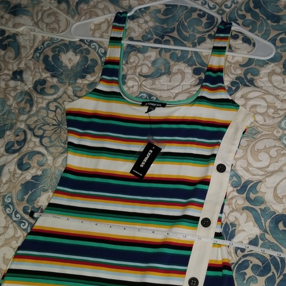 Express Striped Asymmetrical Button Front Midi - Picture 8 of 8